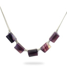 Simple Style Cylinder Shape Dyed Purple Agate Necklace with White Thread