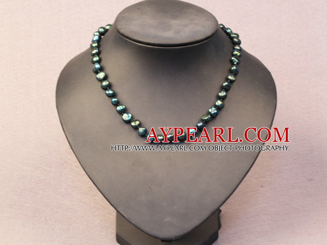 Simple Trendy Style Natural Dark Green Pearl Necklace