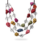 2013 Summer New Design Multi Layer Assorted Multi Color Turquoise and Clear Crystal Necklace