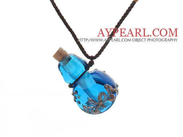 Simple Style Colored Glaze Perfume Bottle Pendant with Brown Thread ( The Bottle Color Is Random)