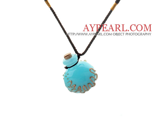 Fashion Style glaçure parfum bouteille Pendentif avec fil brun (la couleur de la bouteille est aléatoire)