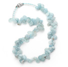 Light Blue Series Irregular Shape Top Drilled Aquamarine and Clear Crystal Necklace