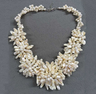 Best Sale Elegant Natural White Teeth Shape Freshwater Pearl Flower Statement Party Necklace