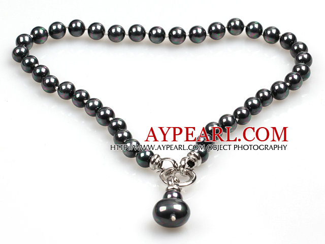Classic Design 10Mm noir avec collier pendentif Colorful Seashell (pendentif peut être retiré)