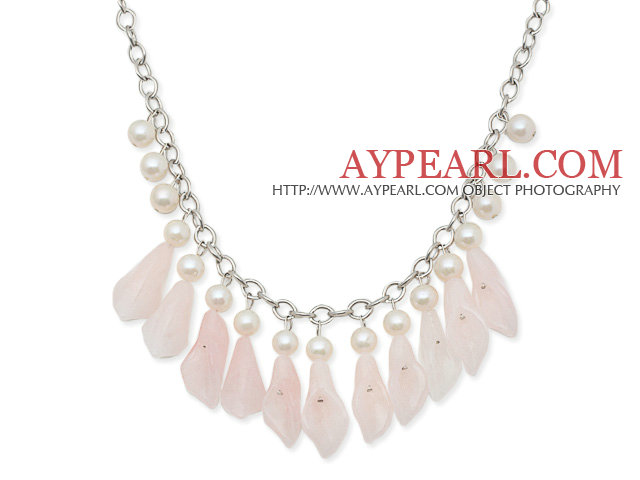 New Design Grade makeanveden helmen ja kukka Rose Quartz Kaulakoru Metal Chain