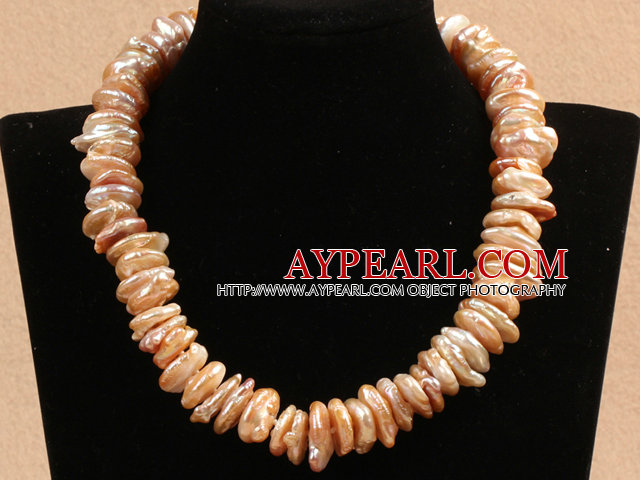 Popular Style Natural Coin Shape Pink Rebirth Pearl Choker Necklace