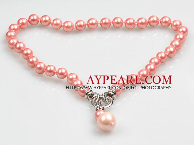 Klassiker 10mm Heller rosa Seashell Anhänger Halskette (Anhänger kann entfernt werden)