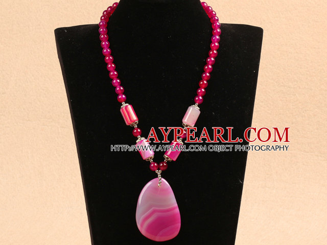 Christmas Style Rose Red Agate hängande halsband