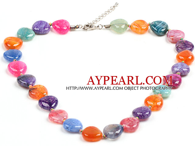 Härlig mode Multi Color Heart Shape Fire Agate Halsband