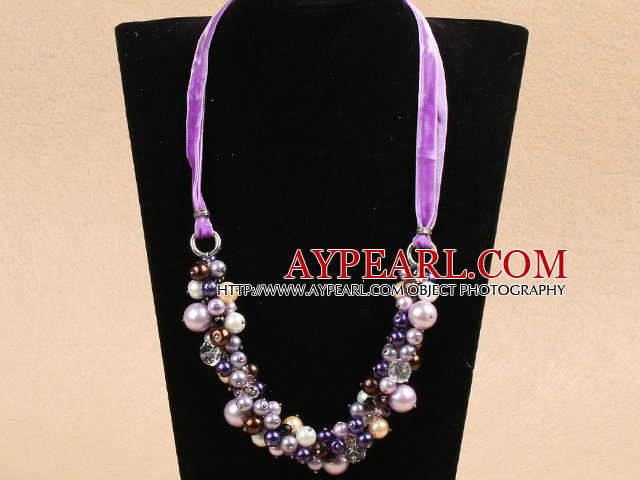 Fashion Purple Series Crystal Seashell Beads Necklace