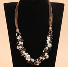 Mode Braun Series Kristall Seashell Perlen Halskette