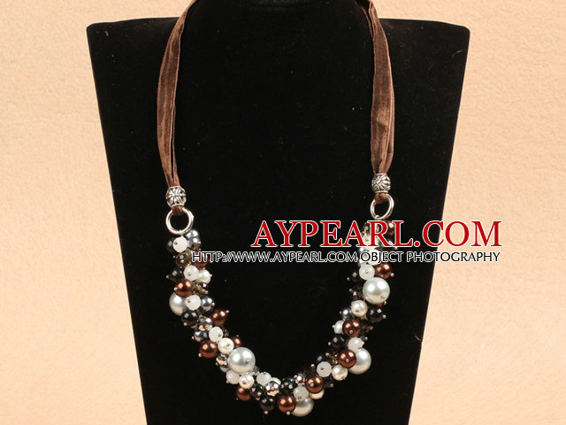 Fashion Brown Series Crystal Seashell Beads Necklace