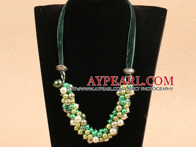 Fashion Green Series Christmas Crystal Seashell Beads Necklace