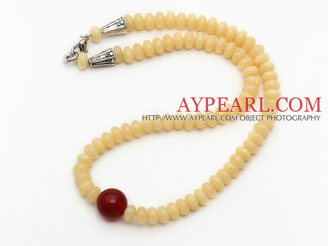 Single Strand Abacus Shape Synthetic Yellow Beeswax Necklace
