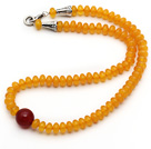 Single Strand Abacus Shape Synthetic Chanterelle Yellow Beeswax Necklace