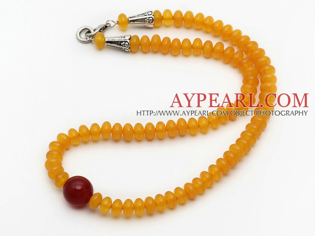 Single Strand Abacus Shape Synthetic Chanterelle Yellow Beeswax Necklace