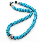Wholesale Single Strand Abacus Shape Blue Turquoise Necklace with Round Metal Ball