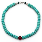 Wholesale Abacus Shape Xinjiang Turquoise Beaded Necklace with Carnelian