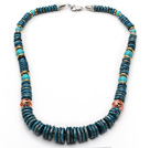 Medium Long Style Disc Shape African Turquoise Graduated Necklace