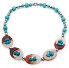 Assortiment de turquoise et d'agate Donut Collier de perles d'entretoise de métal