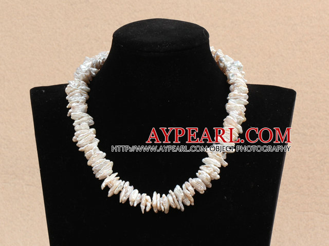 Popular Style Natural Irregular Shape White Rebirth Pearl Choker Necklace With Magnetic Clasp