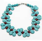 Nouveau design Fashion Style Teardrop Turquoise et cornaline collier