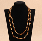 Chic Long Style Natural Potato Shape Brown Pearl Necklace Best Gift