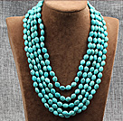 Elegant Style Multi Strands Oval Shape Turquoise Knotted Necklace