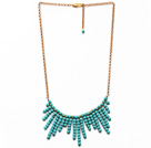 Fashion Style Turquoise Tassel Necklace with Golden Color Metal Chain