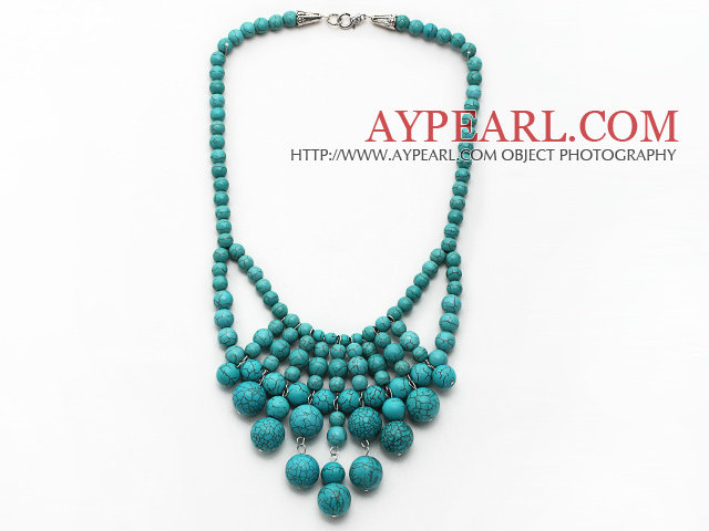 Fashion Style Assorted Turquoise Graderad Bib Halsband med metallspänne