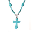 Assorted Turquoise Necklace with Cross Shape Turquoise Pendant