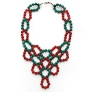 Wholesale 2013 Christmas Design Green Agate and Carnelian Link Statement Necklace