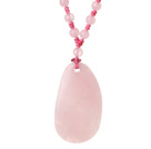 Pink Series Rose Quartz Knyttet halskjede med Teardrop Rose Quartz anheng
