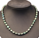 Single Strand Elegant 7-8mm Natural Dark Green Freshwater Pearl Party / Wedding Necklace