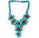 Wholesale Assorted Green Turquoise and Red Coral Flower Party Necklace