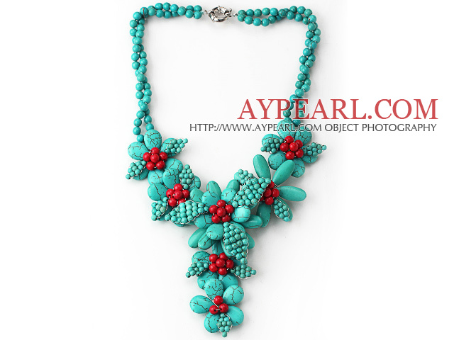 Assortis: vert turquoise et corail rouge Flower Parti collier