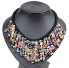 Marvelous Statement Multi Color Multi Gemstone Chips Hand-Knitted Bib Necklace