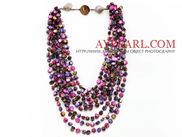 Couleur Shell Collier Noeud rose multi brins de pourpre et de Shell avec fermoir