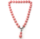 Elegent Style Potato Shape Pink Seashell Beaded Knotted Necklace with Pink Seashell Pendant