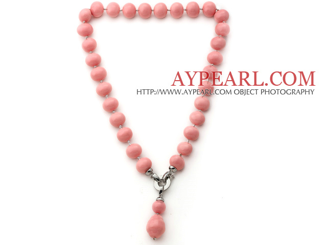 Elegent style de pommes de terre Rose Forme Seashell collier perlé noué avec pendentif coquillage rose