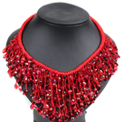 Marvelous Statement Red Series Crystal Hand-Knitted Bib Necklace