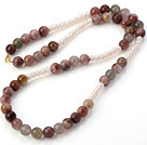 Fashion 6-7mm Natural White Freshwater Pearl And Multi Colorful Quartz Necklace