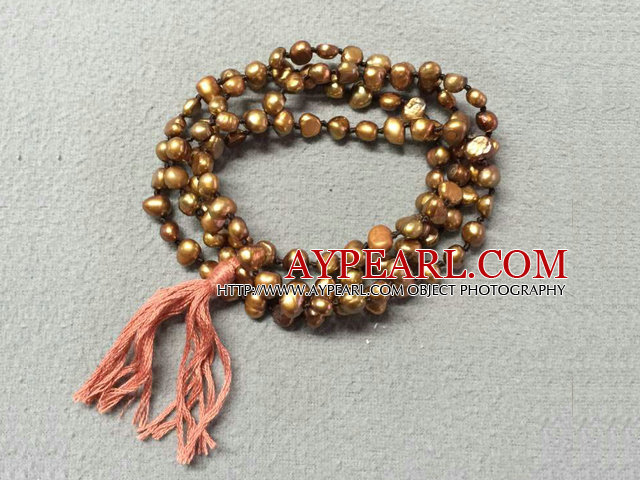 Neue Ankunfts-natürliche Braun Lila Kartoffel-Perlen-Halsketten WithTassel (Auch kann Bracelet sein)