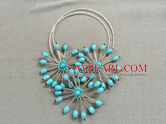 Unique Design Sky Wheel Shape Clear Crystal Turquoise partiet halskjede