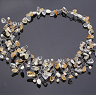 Charme Assortiment perles d'eau douce Citrine Cristal Blanc Et Shell collier de partie filaire de fleur de crochet
