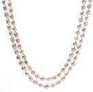 Mode Långa design 10 - 11mm Natural White Baroque Freshwater Pearl Strand Necklace