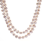 Elegant 8-12mm Long Style White Potato And Blister Pearl Beaded Strand Necklace