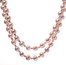 Fashion Long Design Mixed Size Natural Pink Freshwater Pearl Beaded Strand Necklace