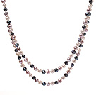 Elegant 6 - 7mm lang stil multi farge ferskvann perle Beaded Strand Necklace