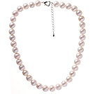 Fashion A Grade 11-12mm Natural White Freshwater Pearl Beaded Necklace With Heart Clasp (No Box)